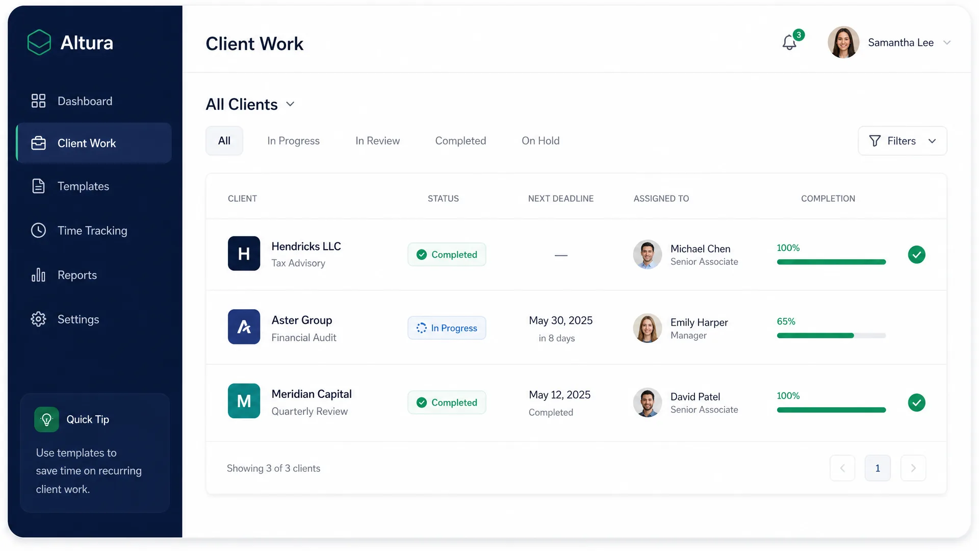 mtasks.io dashboard showing recurring client work